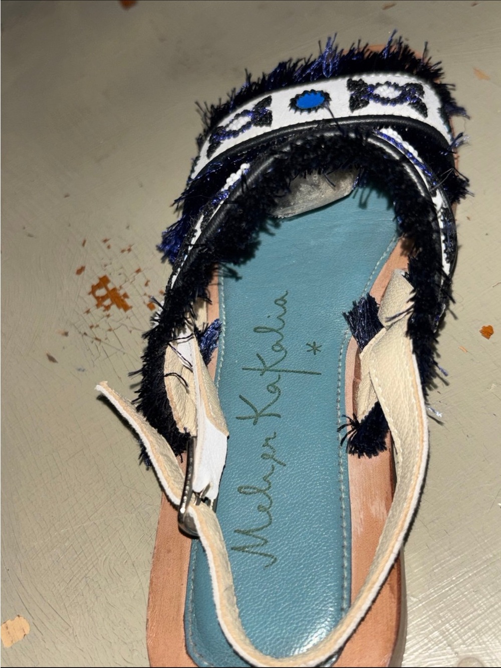 Mahar  KAkALIA  Sz 6   ONE left shoe  Blue and Black Women's Sandal